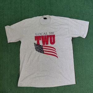 VINTAGE Local 580 TWU American Flag T Shirt Size L/XL